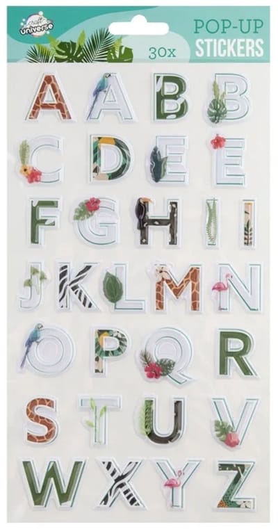 3D Alfabet Stickers voor Volwassenen en Kinderen Groen/Jungle - Letter Stickers - Plakletters Alfabet