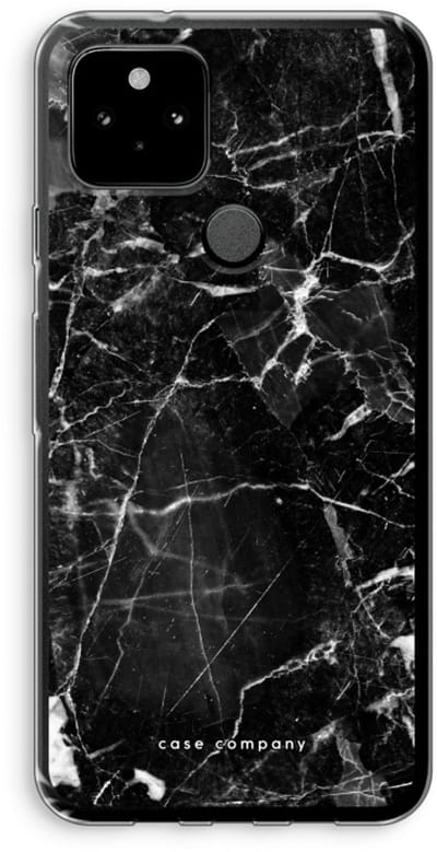 Case Company® - Hoesje geschikt voor Google Pixel 5 hoesje - Zwart Marmer - Soft Cover Telefoonhoesje - Bescherming aan alle Kanten en Schermrand