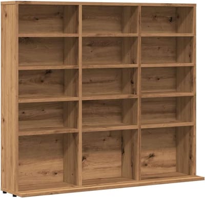 Opbergkast - Mediameubel Boekenkast - Cd's Dvd's Opslag - Bewerkt Hout - 100x23x895 cm - Eikenkleurig