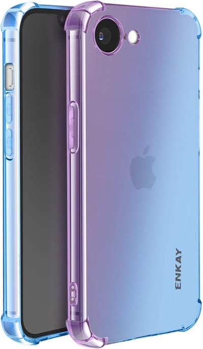 ENKAY, Siliconen hoesje Geschikt voor Apple iPhone 16e met kleurverloop, Blauw