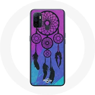 Oppo A53 Dream Catcher Case Zwart Blauwe en Paarse Achtergrond