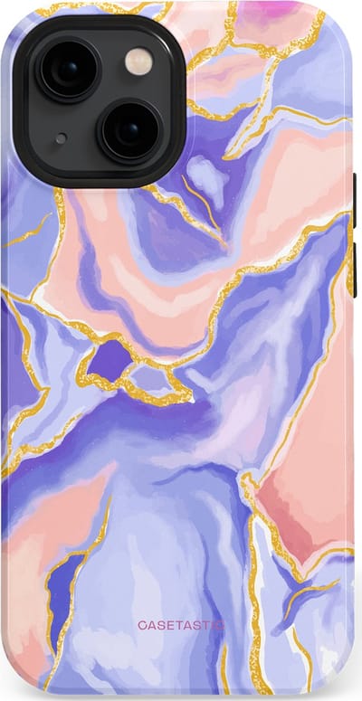 Casetastic hoesje geschikt voor Apple iPhone 13 mini - MagSafe - Dubbellaagse bescherming - Riviergloed - Fashion Case - Lavendel Lichtgrijs Zand Lichtroze