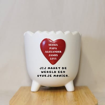 Gepersonaliseerd Cadeau voor Mama - Bloempot Binnen - Wit - Aardewerk - 12,5x12,5cm - Moederdag - Moederdag Cadeautje - Moederdag Cadeau voor Mama