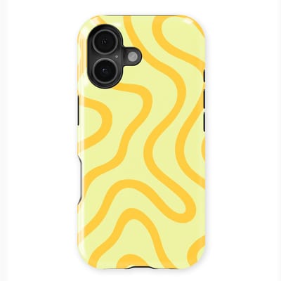 DripCase Curvy Lines Hoesje geschikt voor iPhone 17 | Backcover met Mag | Design Tough Case geschikt voor iPhone 17 Lemon Loop
