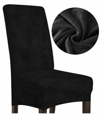 Zwarte stoelhoes L, dik velours, hoge rugleuning (70cm)