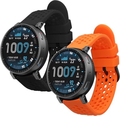 kwmobile 2x horlogebandjes geschikt voor Amazfit Active Max A2557 bandje - Smartwatch bandjes van TPU - Activity tracker horloge band in oranje / zwart