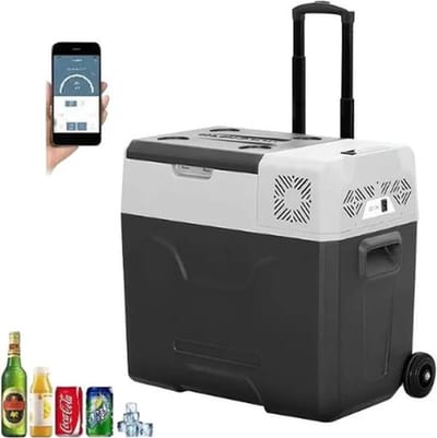 Thuys Autokoelbox – Draagbaar – Compressortechnologie – 40L Capaciteit – Digitaal Display – Voor Roadtrips – 12/24V – Bediendaar via App – Grijs