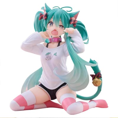 Anime Hatsune Miku Kattenoren Zittende Houding Kawaii PVC Actiefiguur Model Speelgoedpop Decor Verzamelaarscadeau white