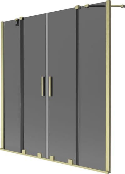 Mexen Velar Duo badwand 2-delige schuifwand 140 x 150 , grafiet, goud geborsteld - 896-140-000-42-55