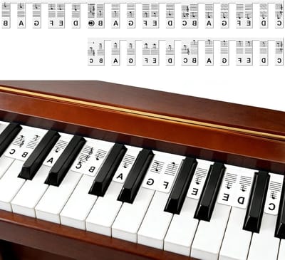 Verwijderbare Piano Toets Labels van Siliconen - Noten Labels voor 61 Toetsen, Herbruikbare Gids voor Beginners en Kinderen, Eenvoudig aan te brengen zonder Stickers