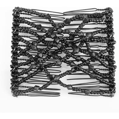 Magische Haarkam Rekbaar Kralenwerk Dubbele Haarschuif Haaraccessoires voor Vrouwen Meisjes (Zwart) zwart