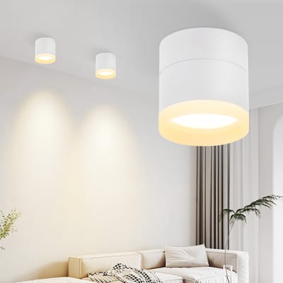 NETTLIFE Opbouwspot LED - wit - GX53 Fitting - rond - 3000K Warm wit Licht - 5W Plafondspot - Klein Opbouw Plafondspot - Metaal - voor Gang | Woonkamer | Slaapkamer | Keuken - 8.5cm