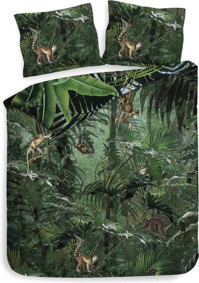 Heckett & Lane Frey Dekbedovertrek - Lits Jumeaux - 240x200/220cm - Katoen Satijn dekbedovertrek - Green