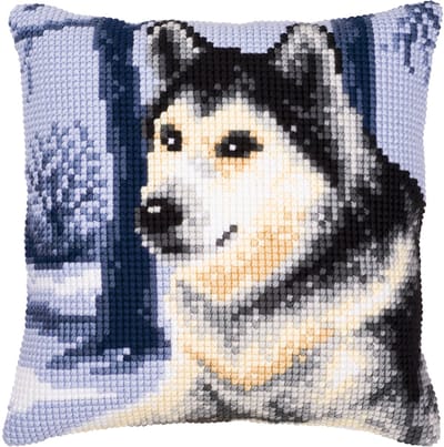 Vervaco - Kruissteekkussen kit - Husky - PN-0008775 - Borduren - Borduurpakket - Borduurpakket volwassenen - Borduurpakket kind