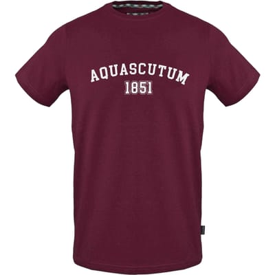 Aquascutum Unisex katoenen T-shirt voor volwassenen met 1851-logo (Rood)