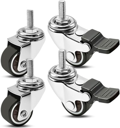 Dailygoods- Meubelwielen 4 Stuks - Zwenkwielen - Meubelroller - Stoelwielen - Meubelwieltjes - Met 2 Remmen - Meubelrollen