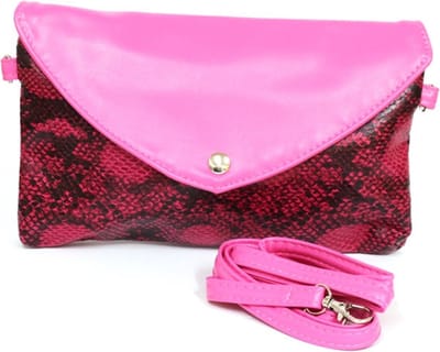 Schoudertas - Roze - Slangenprint - 12x24 Centimeter - Ook te gebruiken als clutch - Damesdingetjes