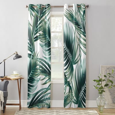 Tropische Palmbladeren Raambekleding Voor Woonkamer Keuken Moderne Gordijnen Huis Decoratie Jaloezieën Vitrages 135W x 115H(cm) x1