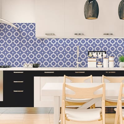 Zelfklevende tegelmuurstickers voor keuken en badkamer - 60 tegelstickers, Azulejos Ramiro-stijl - 60 stickers, 20x20 cm