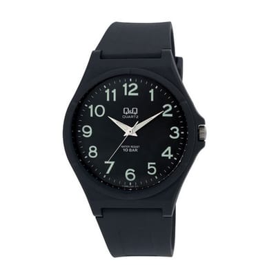 Q&Q VQ66J005Y - Horloge - Sport - Analoog - Unisex - Plastic band - Rond - Cijfers - Kunststof - Zwart