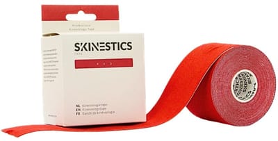 Skinestics Sport tape – Fysio tape – Kleur Rood – nu 20% langer, 600 cm lang bij 5 cm breed, 170% rekbaar gelijk aan menselijke huid, standaard voorzien van extra sterke lijm, katoen, voor het hele lichaam, spier ondersteuning