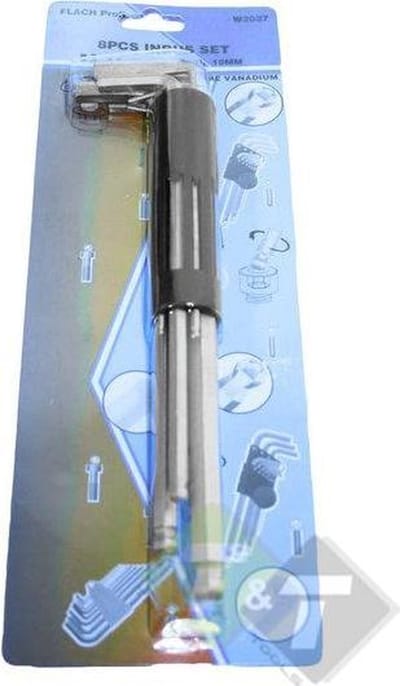 Inbussleutel set, 8 delig, 2, 2.5, 3, 4, 5, 6, 8 en 10mm