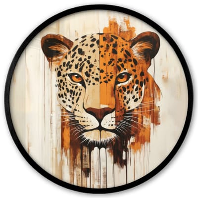 Poster in lijst Rond - Fotolijst 40x40 cm - Posters - Luipaard - Symmetrisch - Strepen - Ronde posterlijst zwart - Decoratie - Wanddecoratie woonkamer - Muurdecoratie slaapkamer