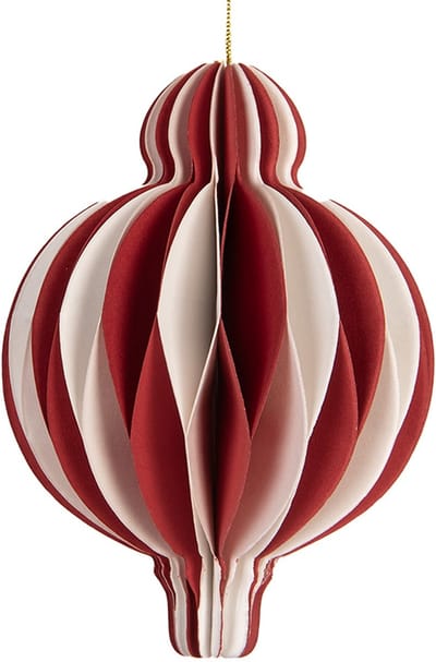 Clayre & Eef Kersthanger Ø 7x10 cm Rood Wit Papier