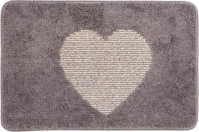Clayre & Eef Badmat 58x38x1 cm Grijs Polyester Hart