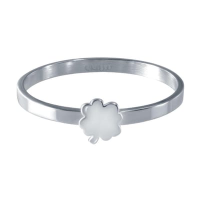 Quiges Stapelring Dames - Vulring Klaver - RVS Zilverkleurig - Maat 19 - Hoogte 2mm