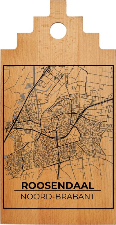 JM Woods - Borrelplank - Serveerplank - Hapjesplank - Kaasplank - Plattegrond - ROOSENDAAL - Gepersonaliseerd - Cadeau tip!
