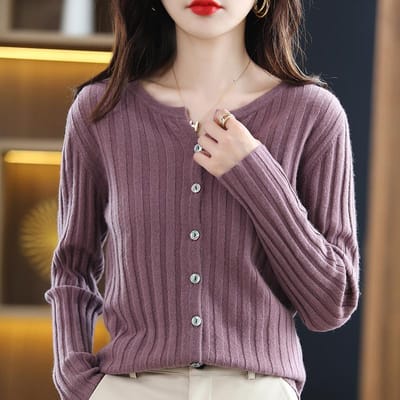 Trui met ronde hals voor dames in lente en herfst Nieuwe modieuze en veelzijdige stijl Effen kleur vest jas top XL gray