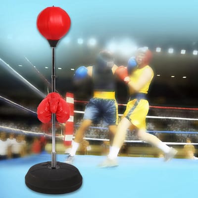 Support de Sac de Frappe de Boxe pour Adulte, Balle avec Gants pour l'Entraînement de Vitesse, Accessoires d'Exercice blanc