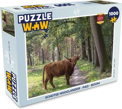 Puzzel Schotse Hooglander - Pad - Boom - Legpuzzel - Puzzel 1000 stukjes volwassenen