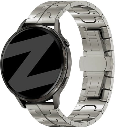 Bandz Stalen 'Iron' band geschikt voor Garmin Vivoactive 4 / Garmin Venu 4 - 45mm / Garmin Venu 3 / Garmin Venu 2 / Garmin Forerunner 570 - 47mm / Garmin Forerunner 265 / Garmin Forerunner 255 - Titanium
