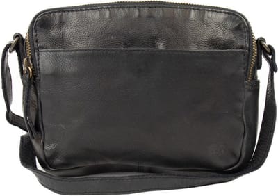 Bear Irem schoudertasje (leren schoudertas / unisex) - Zwart