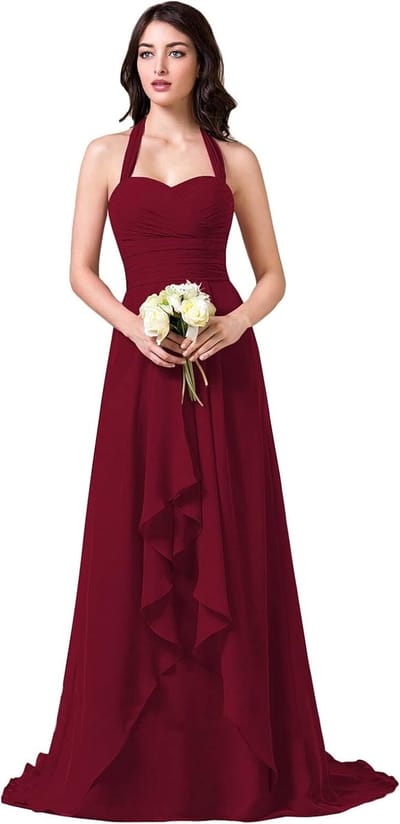 Chiffon Avondjurk Voor Dames met Halterhals - Formele en Feestelijke Gelegenheden