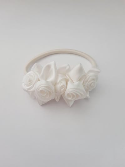 Le Sjalerie Haarelastiek Meisje Met Bloemetjes Wit haaraccessoire 2 stuks elastiek