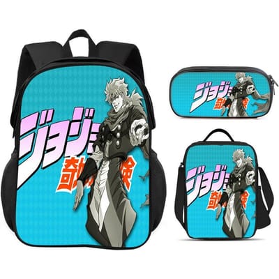 JoJo's Bizarre Adventure 3-delige Set Rugzak Pennenbakje IJszak Duurzaam Trendy Veelzijdig Schooljongen en Meisje Verjaardag Beste Cadeau