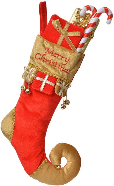 Clayre & Eef Kerstsok Laars 24x7x46 cm Rood Synthetisch Kerst