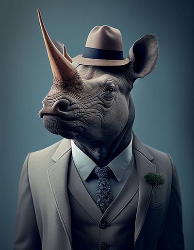 AI - Woondecoratie - Poster - Dieren - Neushoorn - Pak - 23 - 70 x 100 cm