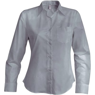 Kariban Overhemd in onderhoudsvriendelijk polykatoen-popeline dames K549 - Marl Storm Grey - 4XL