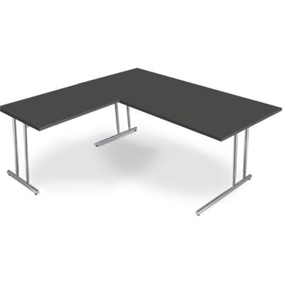 Bureautafel Toledo, met aanbouwtafel, in hoogte verstelbaar, C-poot, B 1800 x D 800 mm, antraciet