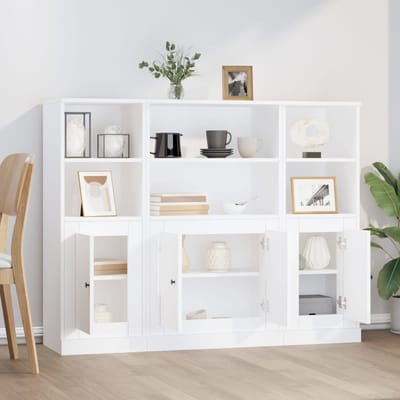 vidaXL - Hoge - kasten - 3 - st - bewerkt - hout - wit