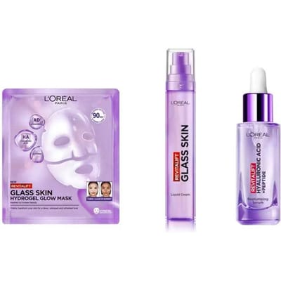 L'Or&eacute;al Paris Revitalift Filler Glass Skin Mask, Glass Skin Cream &amp; 1,5% Hyaluronic Acid Serum 1 pcs + 50 ml + 30 ml