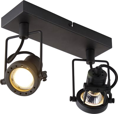 QAZQA suplux - Industriele Dimbare LED Smart Plafondspot | Spotje | Opbouwspot incl. wifi met Dimmer - 2 lichts - L 24 cm - Zwart - Industrieel - Woonkamer | Slaapkamer | Keuken