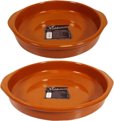 Set van 2x stuks tapas borden/ovenschalen Alicante met handvatten 32 en 26 cm - Serveerschalen - Tapasschalen