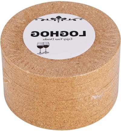 Set van 12 Ronde Kurken Coasters voor Thuis, Bar en Restaurant - 10 cm Diameter, Duurzaam en Waterbestendig