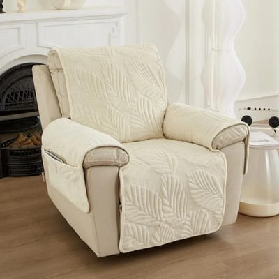 Housses de canapé inclinables en peluche douce pour le salon, imprimées de feuilles, tapis antidérapant pour enfants et animaux de compagnie, housses de protection pour canapé et fauteuil white