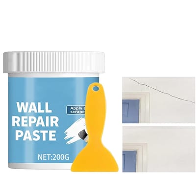 Muur Repareer Pasta - Plamuur voor Muren - Scheuren Vullen - Waterdicht Hydrofoob - 200g + Schraper - Wit